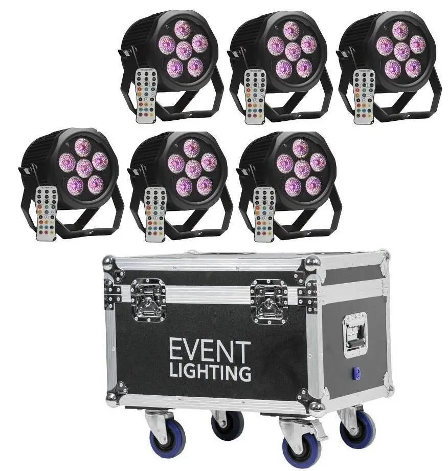 6 x Waterproof Battery Powered PAR6X12OB Parcans