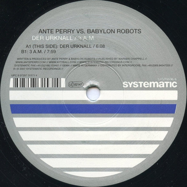 Ante Perry Vs. Babylon Robots : Der Urknall / 3 A.M. (12")