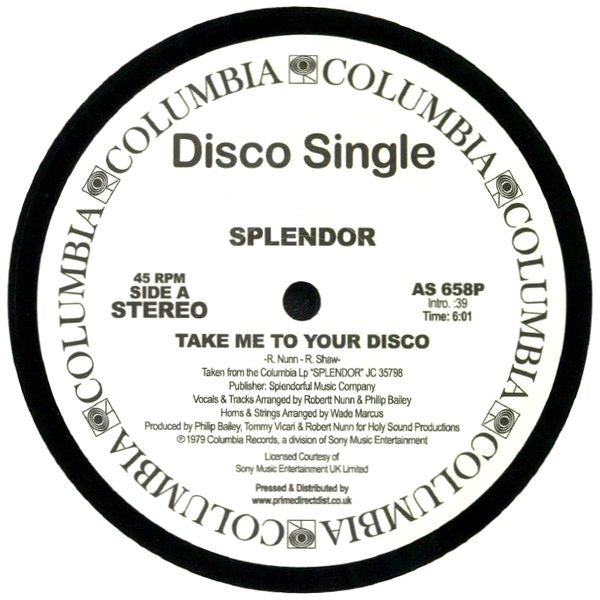 Splendor (3) : Take Me To Your Disco / Special Lady (12", RE, RM)