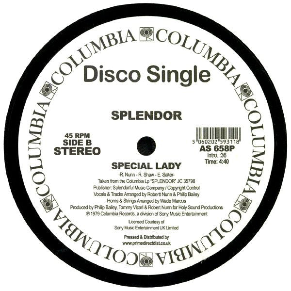 Splendor (3) : Take Me To Your Disco / Special Lady (12", RE, RM)