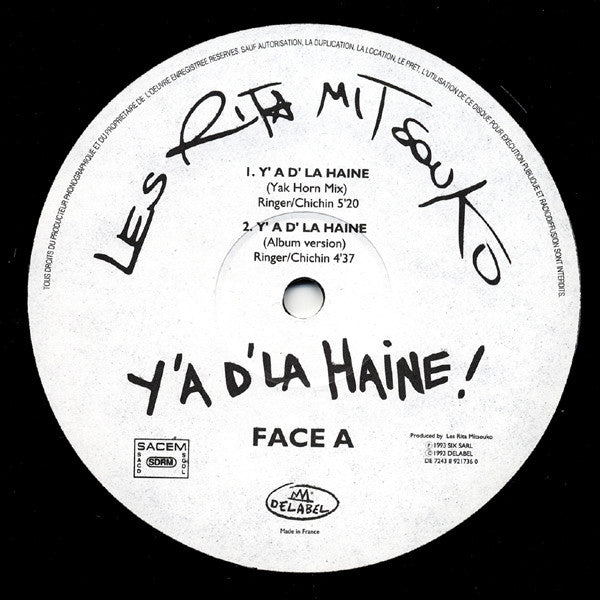 Les Rita Mitsouko : Y'A D'La Haine (12", Single)
