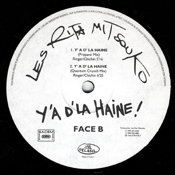 Les Rita Mitsouko : Y'A D'La Haine (12", Single)
