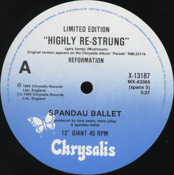 Spandau Ballet : Highly Re-Strung (12", Single, Ltd)
