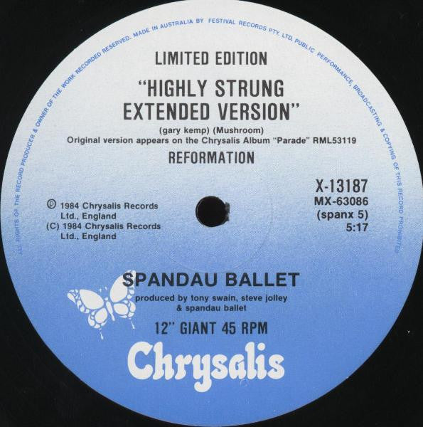 Spandau Ballet : Highly Re-Strung (12", Single, Ltd)