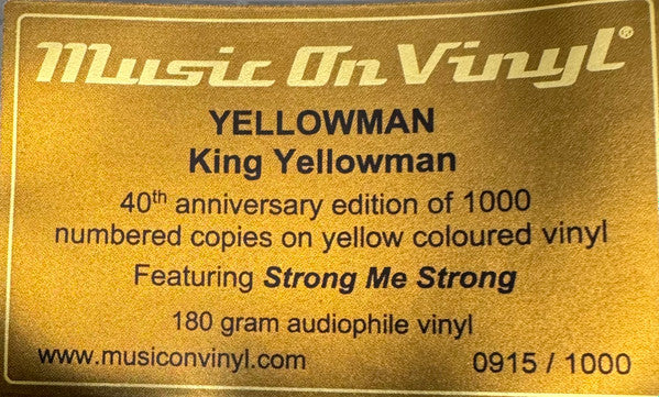 Yellowman : King Yellowman (LP, Album, Num, RE, Yel)