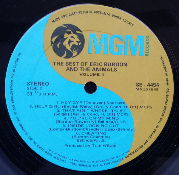 Eric Burdon & The Animals : The Best Of Eric Burdon And The Animals Vol. II (LP, Comp, RE)