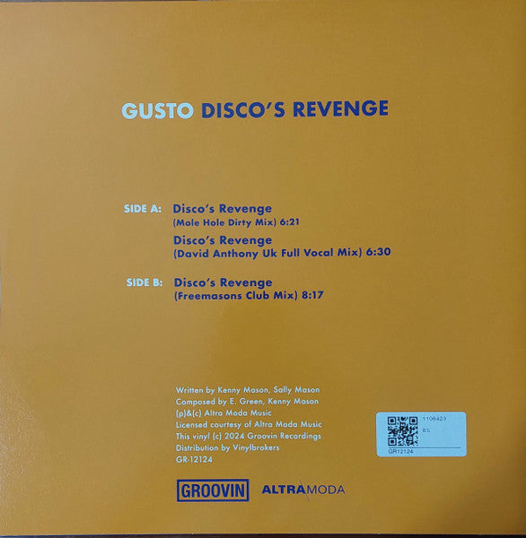 Gusto : Disco's Revenge (12", RE, BLU)