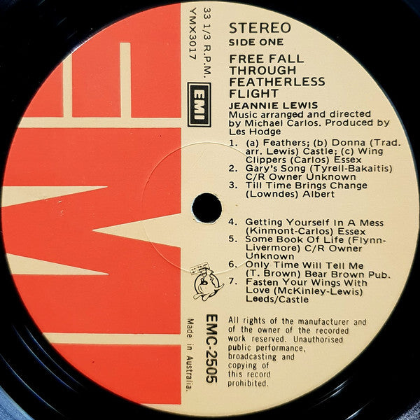 Jeannie Lewis : Free Fall Through Featherless Flight (LP, Album, Gat)