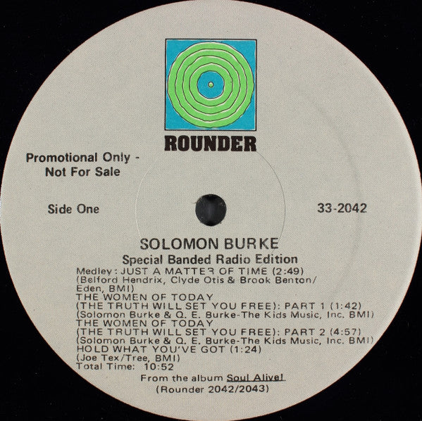 Solomon Burke : Soul Alive! (Special Banded Radio Edition) (12", Promo, Smplr, S/Edition)