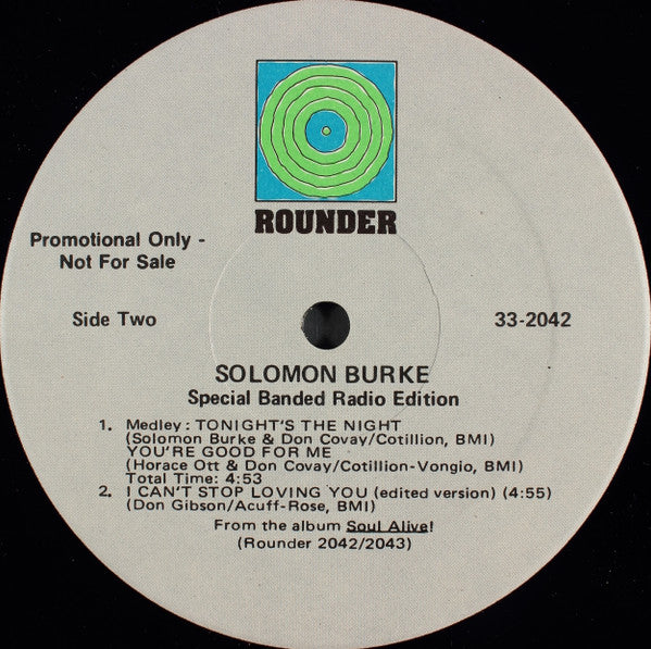 Solomon Burke : Soul Alive! (Special Banded Radio Edition) (12", Promo, Smplr, S/Edition)