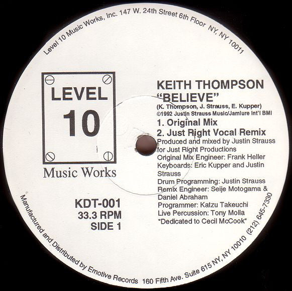Keith Thompson : Believe (12")
